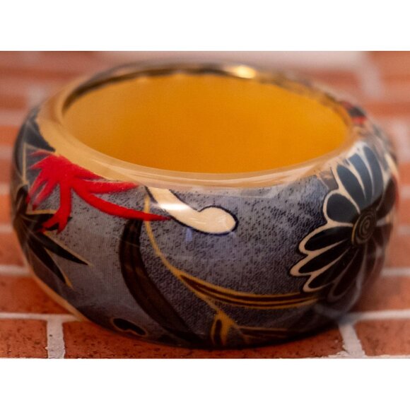 7 inch, Vintage Art Nouveau Tropical Trees Abstract Bangle - WX9 - Picture 2 of 3